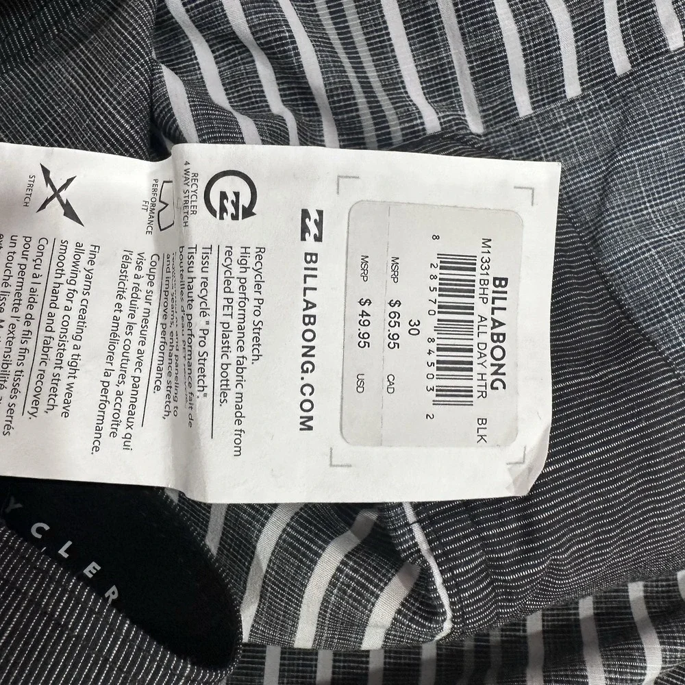 NWT Billabong All Day Stripe Pro Boardshorts Men's Size 30 Dark Gray Charcoal